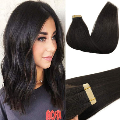 Natural Black #1b 20pcs 50g Straight Tape in Hair Extensions Lab Hairs 