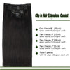 Natural Black 7pcs 120g Clip in Human Hair Extensions Lab Hairs 