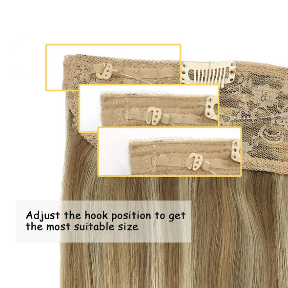 Ombre Light Blonde Highlighted Golden Blonde Flip in Halo Hair Extensions Lab Hairs 