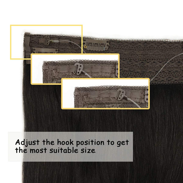 Natural Black Flip in Halo Hair Extensions Lab Hairs 