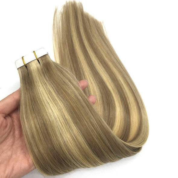Ombre Light Blonde Highlighted Golden Blonde 20pcs 50g Straight Tape in Hair Extensions Lab Hairs 