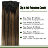 Balayage Natural Black to Chestnut Brown 7pcs 120g Clip in Human Hair Extensions Lab Hairs 