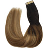 Ombre Dark Brown to Chestnut Brown and Dirty Blonde Balayage 20pcs 50g Straight Tape in Hair Extensions Lab Hairs 