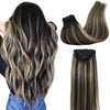 Natural Black to Light Blonde 7pcs 120g Clip in Human Hair Extensions Lab Hairs 