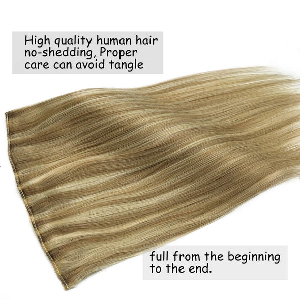 Ombre Light Blonde Highlighted Golden Blonde Flip in Halo Hair Extensions Lab Hairs 