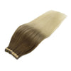 Ombre Ash Brown to Platinum Blonde 20pcs 50g Straight Tape in Hair Extensions Lab Hairs 