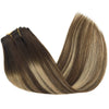 Ombre Chocolate Brown to Honey Blonde 7pcs 120g Clip in Human Hair Extensions Lab Hairs 
